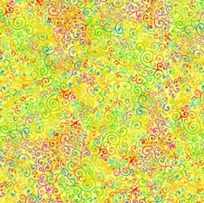 Prism by Timeless Swirly Scroll Vines On Yellow Fabric by Yard