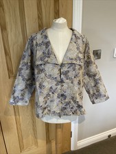 Sahara Floral Kimono Jacket Small Pearl Button Silver Purple Mother Bride Smart