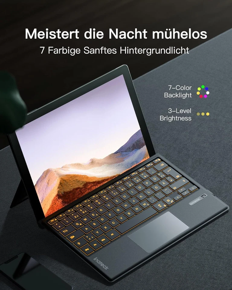 Inateck Surface Pro 7+/7/6/5/4 Tastatur Type Cover Bluetooth 5.3 Trackpad - Bild 3 von 4