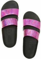 Victoria's Secret Pink Double Strap Slides Metallic Pink S/P
