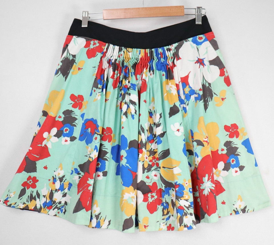 Halsinky Womens Skater Skirt Size 10 Colourful Bold Floral Swing Pockets Unique