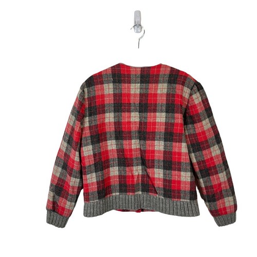 Plaid Short Jacket Handmade Womens Preppy Perfection Red Tan Black SZ Medium M - Picture 2 of 12