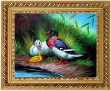 Ölbild Entenfamilie