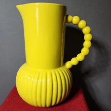 Tabitha Brown for Target Bright Yellow Pitcher Vase Stoneware Boho Discontinued 