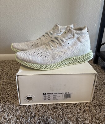 Adidas Consortium Futurecraft 4D Runner Mid Crystal White Mens Size 11 No Insole