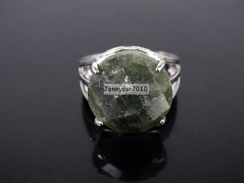 Natural Gemstones Faceted Round Cabochon Reiki Chakra Adjustable Silver Ring - Picture 11 of 16