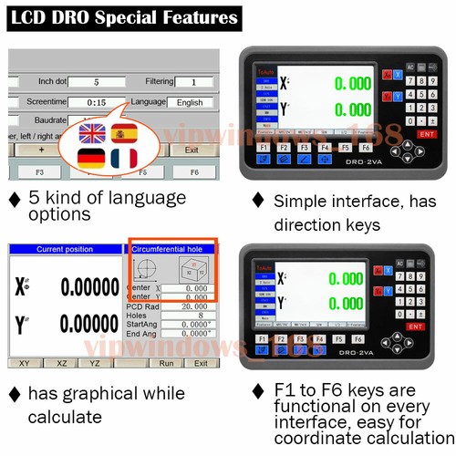 Display DRO LCD lettura digitale 2/3 assi 5 μm scala lineare 4""-40"" per tornio - Foto 2 di 35