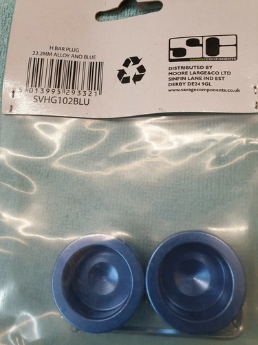 Blue alloy Bar End Plugs Alloy 22.2mm. New. - Picture 2 of 2