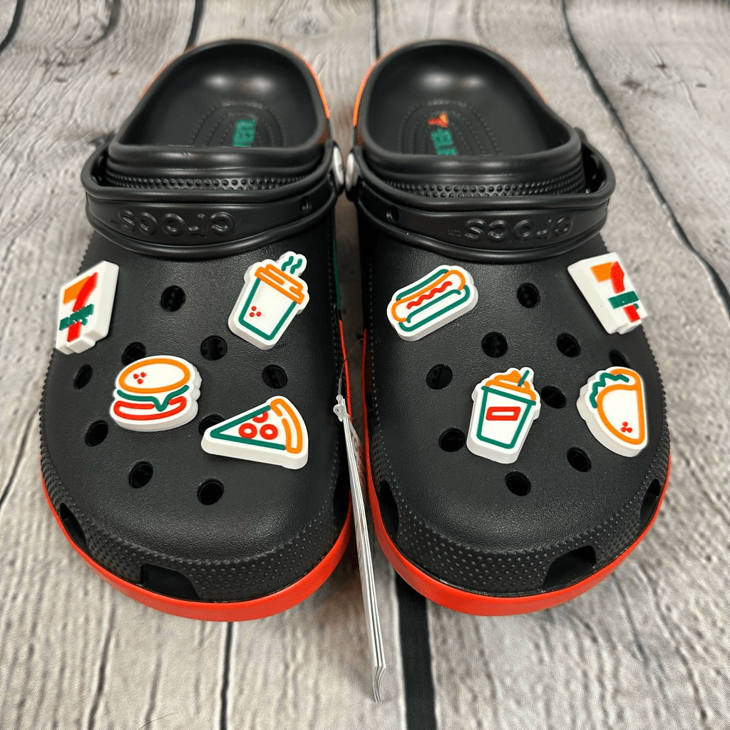 Crocs x 7-Eleven Collab Black Classic Clog Jibbitz Limited Edition