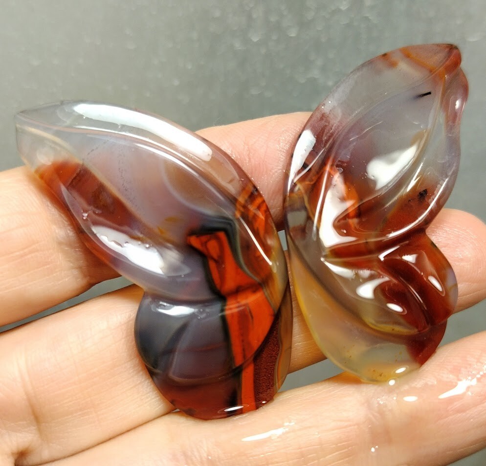 Carved CONDOR AGATE BUTTERFLY Handmade for Jewelry Designers Brooch or ...