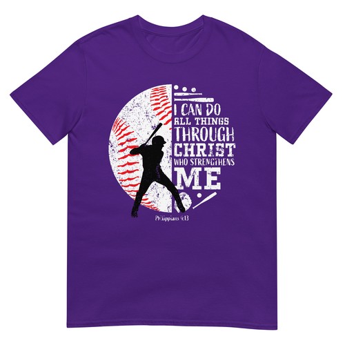 Philippians 413 Baseball Player Graphic With Bible Verse T-Shirt - Picture 5 of 17