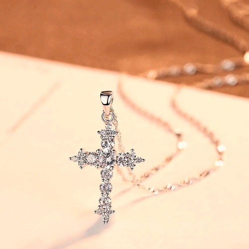 Damen Kette mit Kreuz Anhänger Silber 925 Zirkonia K476 - Picture 3 of 7