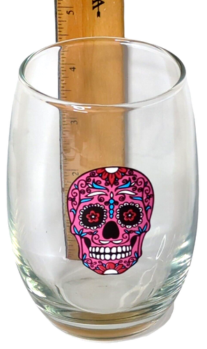 Day of The Dead Dia De Los Muertos 15 FL OZ Tumbler Wine Glass Sugar Skull - Picture 2 of 3