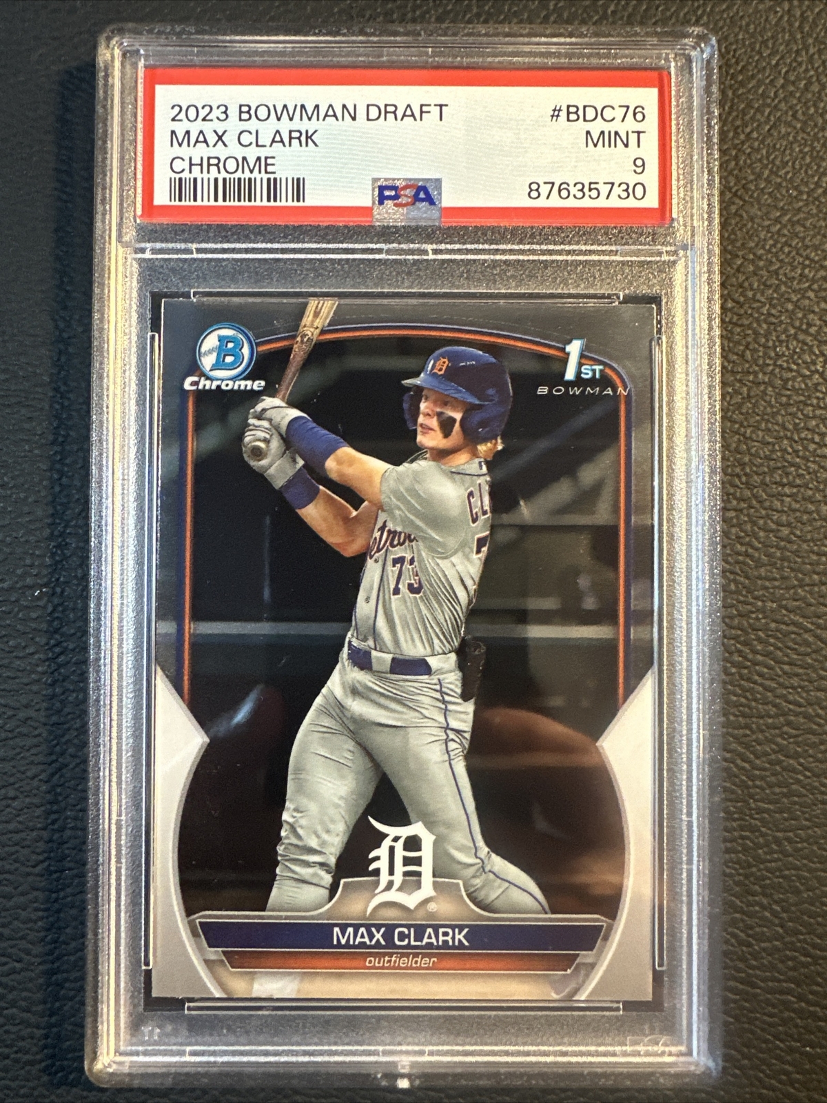 2023 Bowman Draft Max Clark Chrome 1st Prospect #BDC-76 PSA 9 Tigers MINT