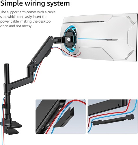 Monitor Arm Desk Mount for 34 to 57" Screens, Gas Spring up to 25kg VESA Mount - Picture 7 of 8