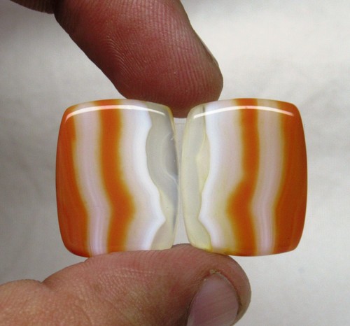 Orange Banded Agate Pair Cabochon Baguette 26.20 Cts loose Gemstone H 4408 - Picture 7 of 7