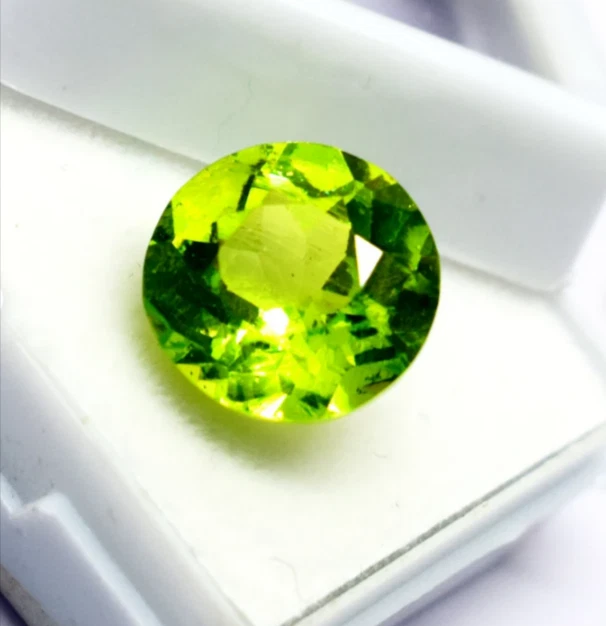 AAA Qualität 10.25 Karat Grün Peridot Rund Schliff Zertifiziert Lose Edelstein - Bild 3 von 3