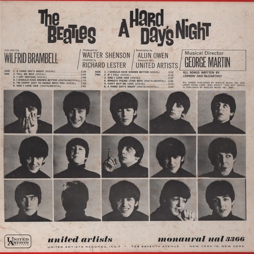 The Beatles A Hard Day's Night United Artists Records UAL 3366 Mono LP - Imagen 2 de 2
