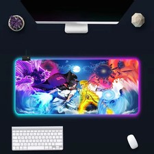 04 Anime N-narutos RGB PC Gaming Keyboard Mouse Pad LED Glowing Mouse Rubber Mat