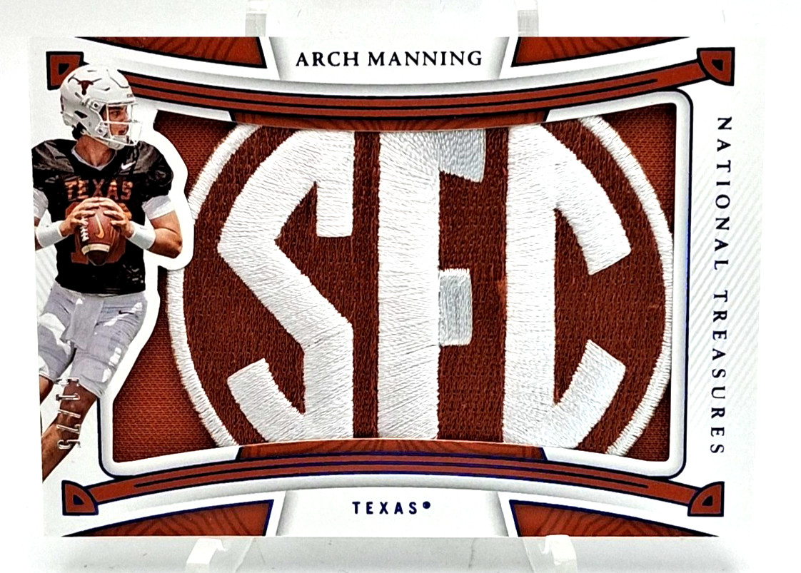 Arch manning 2023 national treasures collegiate jumbo sec longhorns patch **