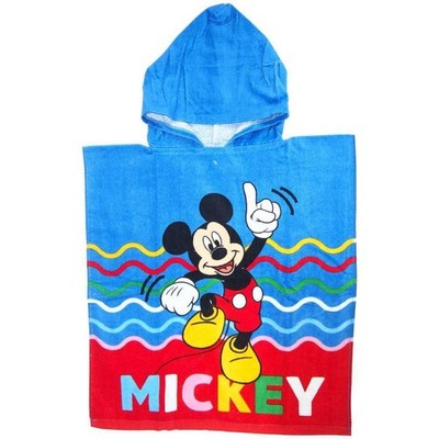 Disney Mickey Mouse Badeponcho Kinder 55x110 cm Kapuzenhandtuch Bauwmolle