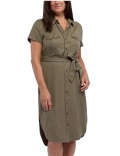 Teddi Rose Womens Shirt Dress Tencel, Green, M _