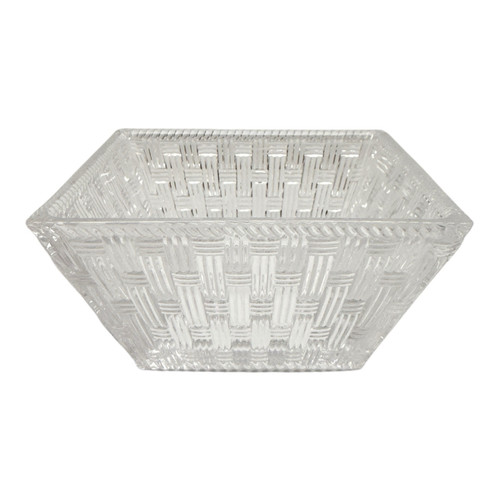 Tiffany & Co Crystal Woven Square Bowl Basket Weave Pattern 6in - Picture 1 of 12