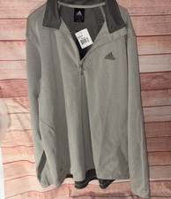 Adidas Gray Mid-Weight Quarter Zip Pullover Golf Large NWT olive green