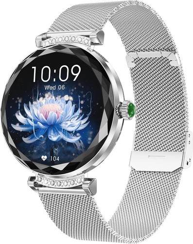 Smartwatch Damen Silber mit Bluetooth Anruf, Fitnesstracker