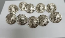 Vintage Waterbury "S" Buttons Silver Toned Lot of 10