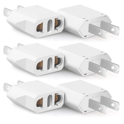 6 Pack European to US Plug Adapter, American Travel Plug Adapter, 220V to 110...