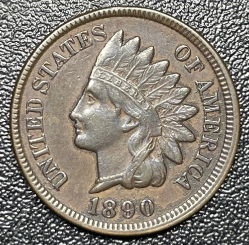 1890 Indian Head Cent Penny 1c AU About Uncirculated