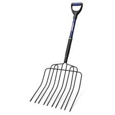 10-Tine Pitch Fork for Gardening, Heavy Duty Manure & Mulch Fork with Fibergl...