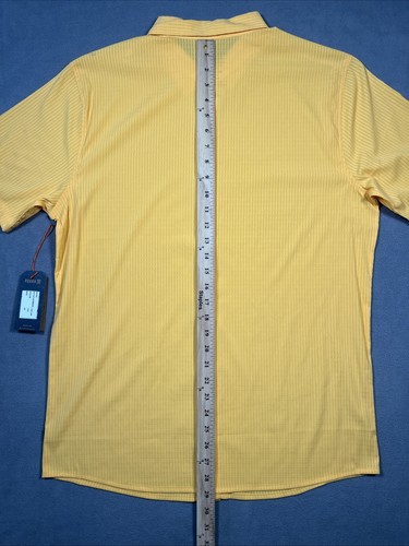 Roark Bless Up Mens Medium Perforated Short Sleeve Button Up Shirt - Gold - Picture 7 of 8