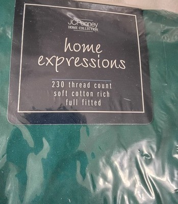 Sheet Fitted Full JCPenney Home Expressions NOS Ever Green 230 Thread Bedding 