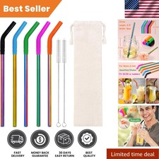 Reusable Rainbow Stainless Steel Straws - Perfect for Tumblers Drinks - 5 Pack