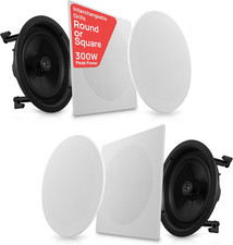 10  In-Ceiling In-Wall Speakers Pair 2-Way Flush Mount Home Audio System, 300W