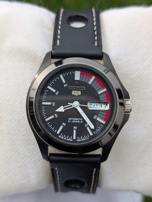 NOS Seiko 5 Automatic Day/Date 7s26-03B0 Black Racer Dial Men's watch Japan