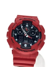 CASIO G-Shock Quartz Watch 5cm Case Rubber Band Black Red Used