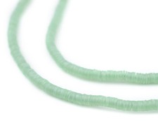 Pistachio Green Vinyl Phono Record Beads 3mm Ghana African Disk 34 Inch Strand