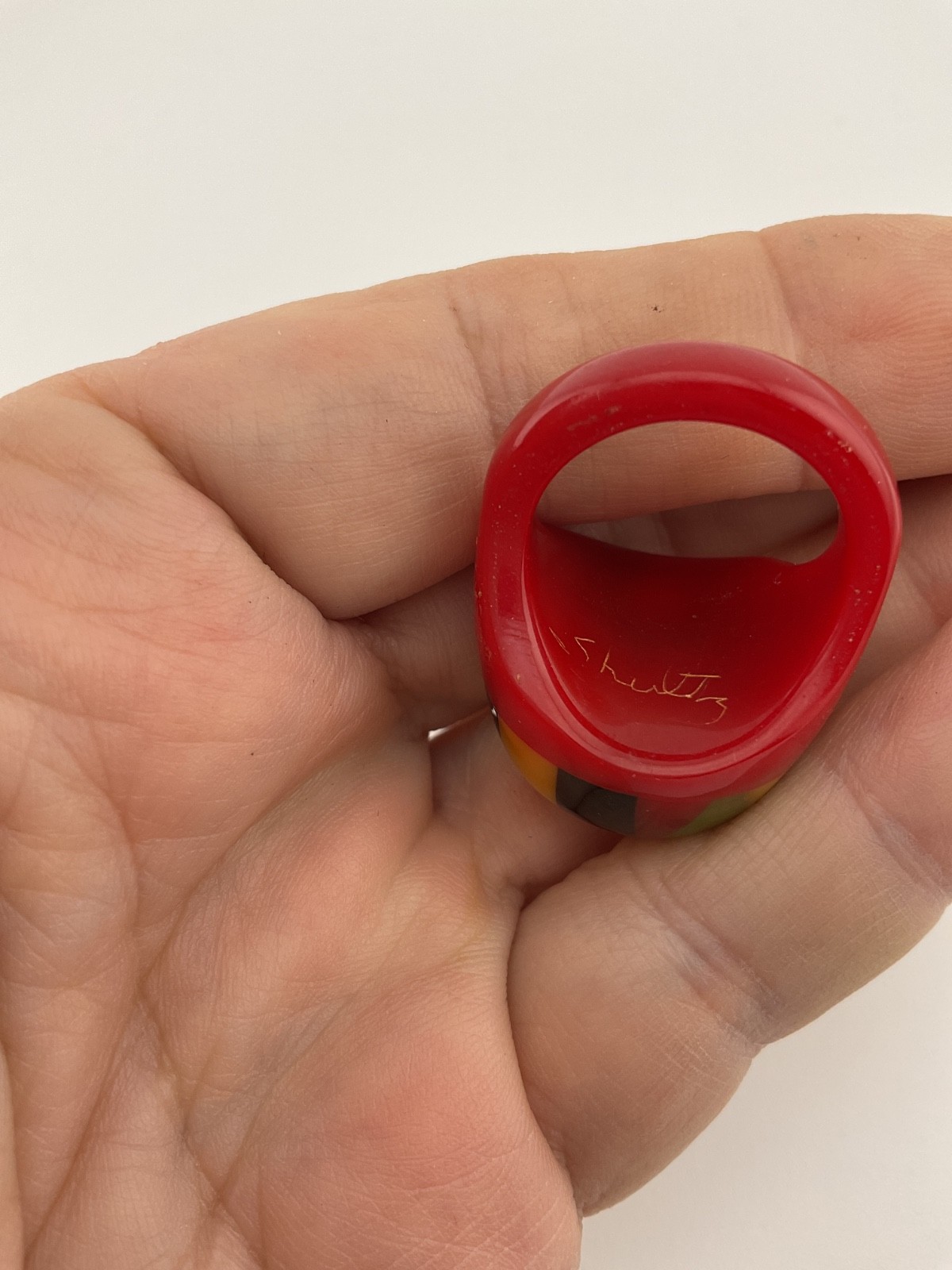 Shultz Bakelite Bubble Top Ring Multi Colors Sign… - image 6