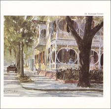 1983 Vintage Print Victorian Corner Savannah Georgia Watercolor Image Street Art