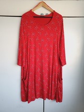 Roman red solid floral a-line knee lenght dress size uk 20
