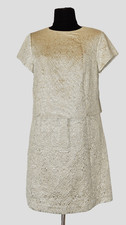 Tory Burch Sandshell Gold Metallic Brocade Brielle Damask Sheath Dress Size 10