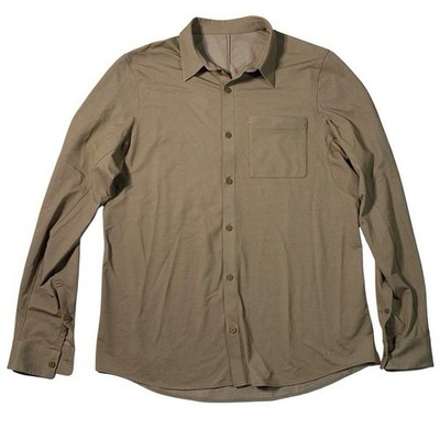 Lululemon Commission Long Sleeve Shirt ALSC Cafe Au Lait Brown Tan Men's Size M