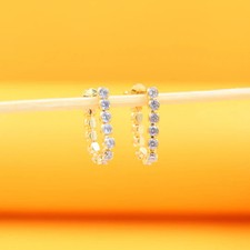 18K Gold Filled CZ Half Stud Earrings L331 