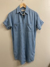 Madewell Women’s Size XS/S Blue Chambray Cotton/Linen Blend Denim Shirt Dress