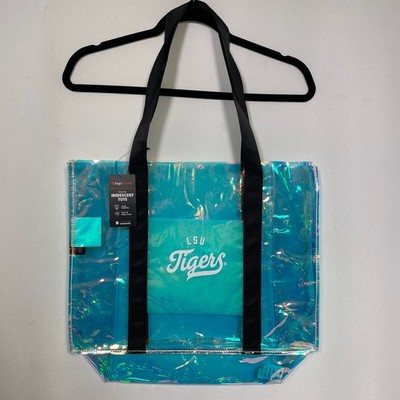 LSU Tigers NCAA Logo Brands Iridescent Clear Tote Bag Easy Clean Large Capacity