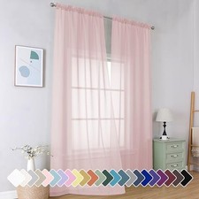 Sheer Curtains 96 Inches Long, Light Filtering 42"W x 96"L Pack of 2 Blush