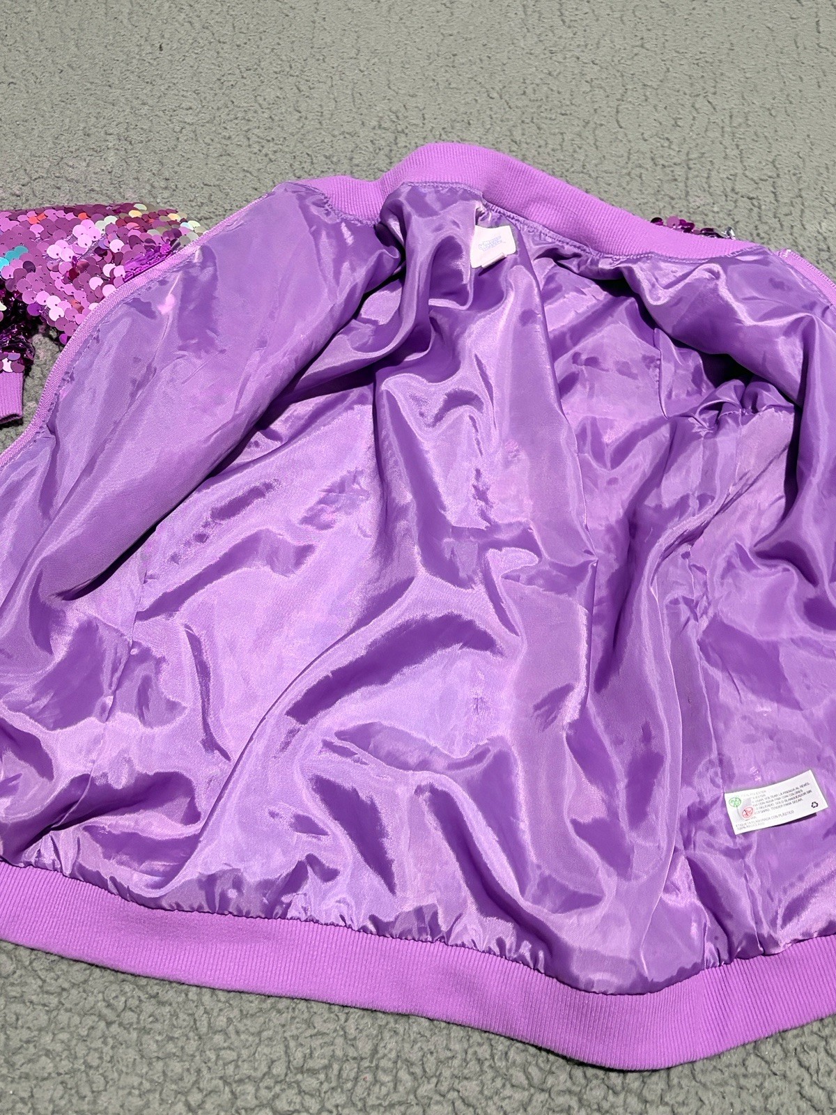 MORE THAN MAGIC Purple Sequin Girls Bomber Jacket Size Large (10-12) image 6